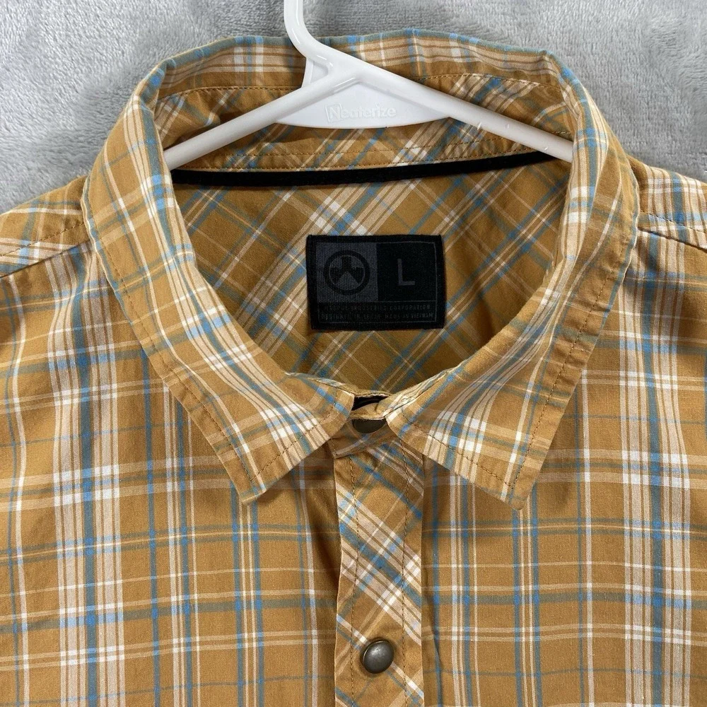 Magpul Industries Shirt men's Large Snap Buttons Plaid Chest Pocket Short Sleeve